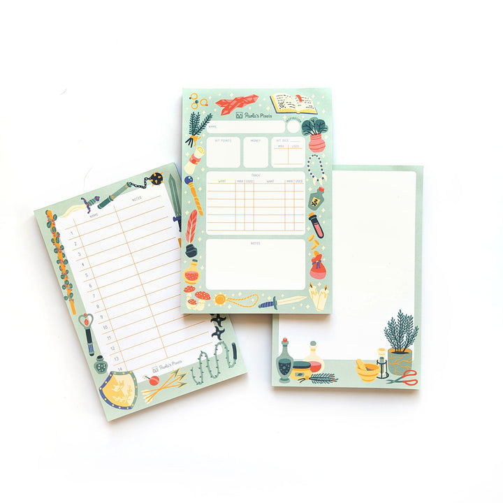 Minty RPG Notes Pad - Geeky merchandise for people who play D&D - Merch to wear and cute accessories and stationery Paola's Pixels