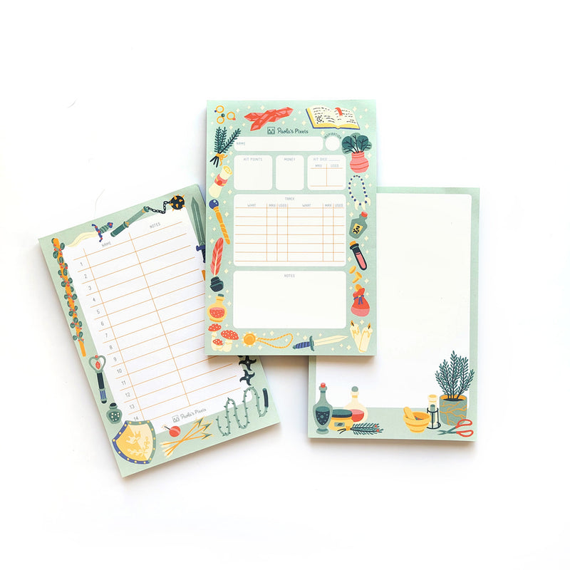Minty RPG Notes Pad - Geeky merchandise for people who play D&D - Merch to wear and cute accessories and stationery Paola&