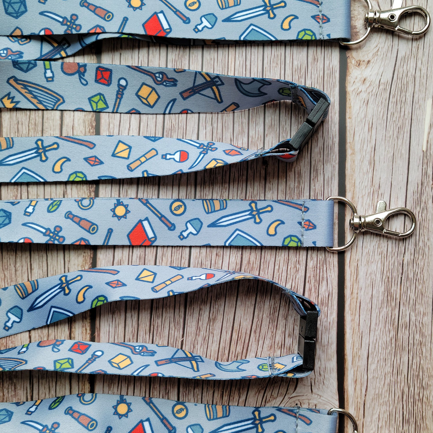 Tabletop Items Lanyard - Geeky merchandise for people who play D&D - Merch to wear and cute accessories and stationery Paola's Pixels