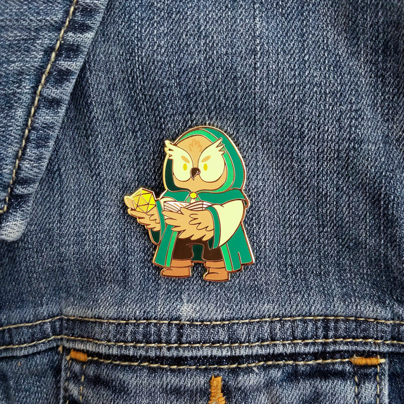 Owl Game Master Enamel Pin - Geeky merchandise for people who play D&D - Merch to wear and cute accessories and stationery Paola&