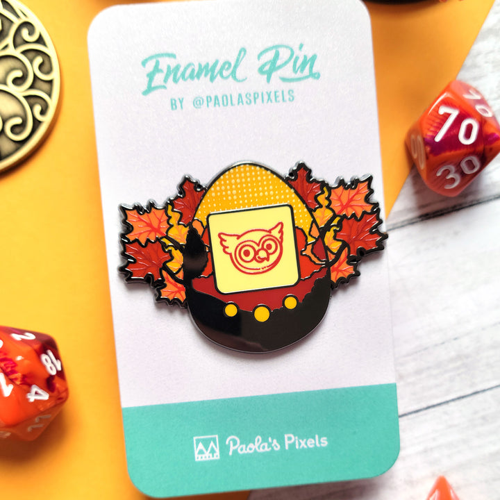 Owlbear Tamagotchi Pin - Geeky merchandise for people who play D&D - Merch to wear and cute accessories and stationery Paola's Pixels
