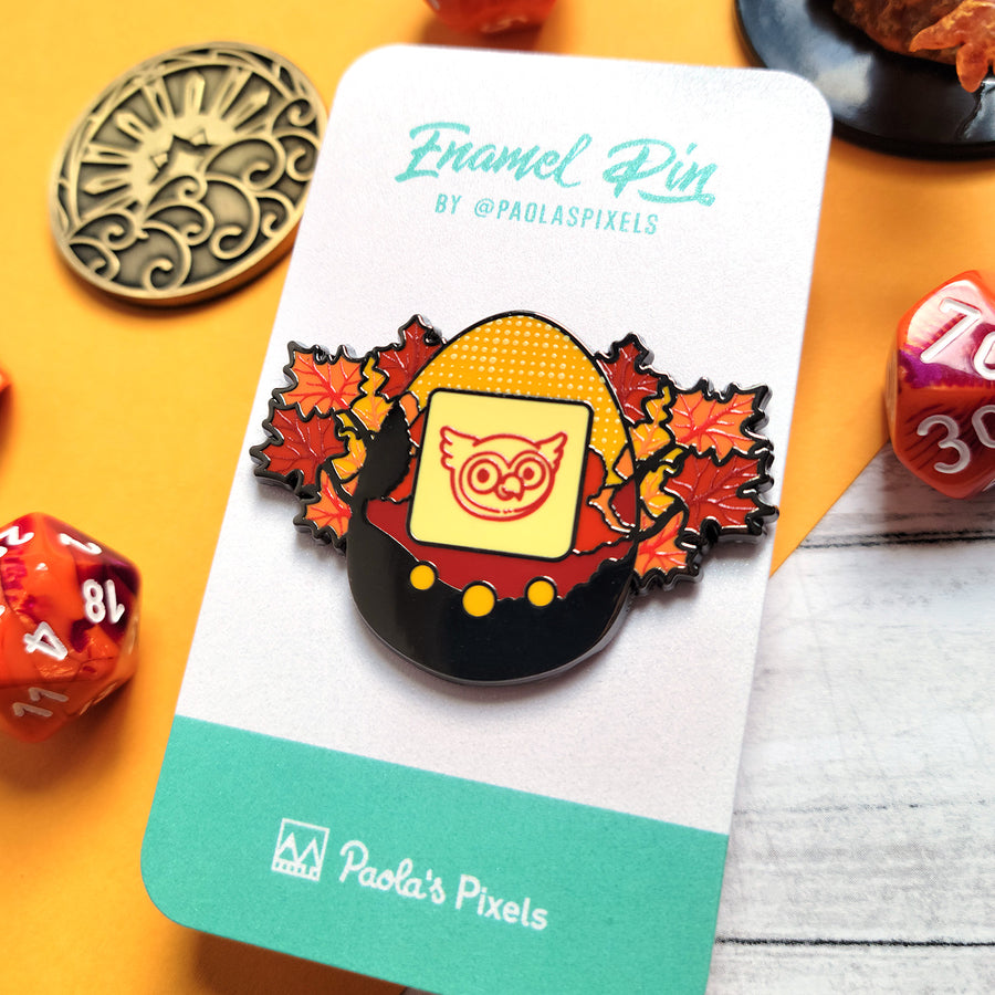 Owlbear Tamagotchi Pin - Geeky merchandise for people who play D&D - Merch to wear and cute accessories and stationery Paola's Pixels