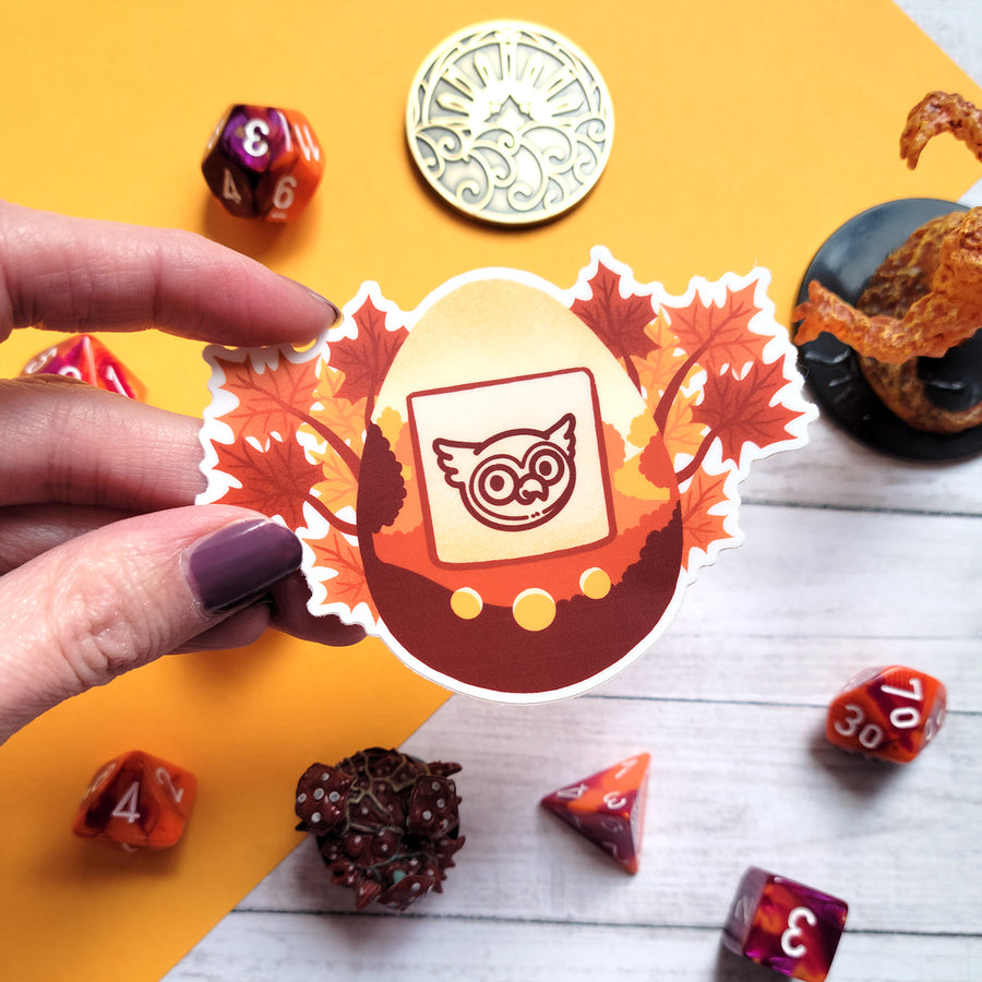 Owlbear Tamagotchi Sticker - Geeky merchandise for people who play D&D - Merch to wear and cute accessories and stationery Paola's Pixels