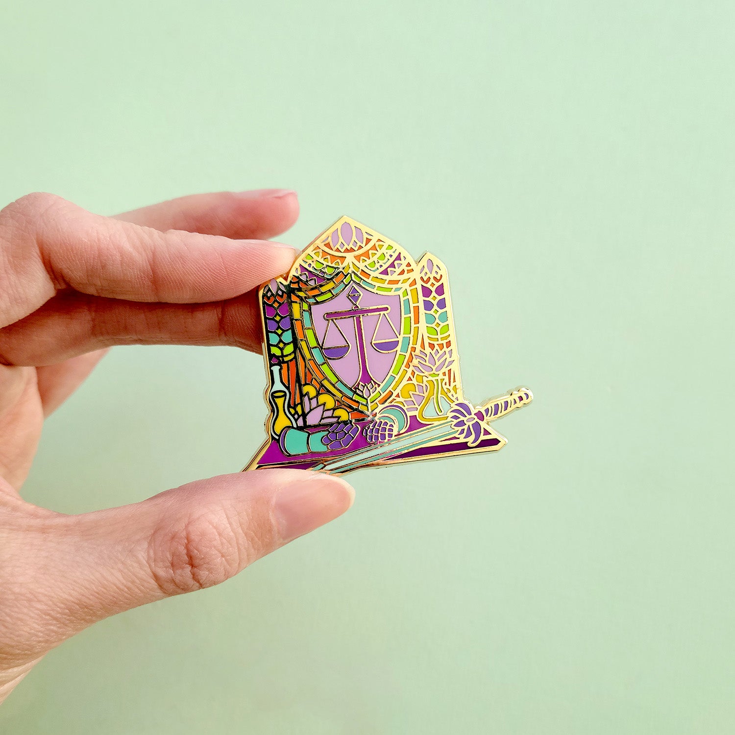 The Paladin Window Pin - Geeky merchandise for people who play D&D - Merch to wear and cute accessories and stationery Paola's Pixels