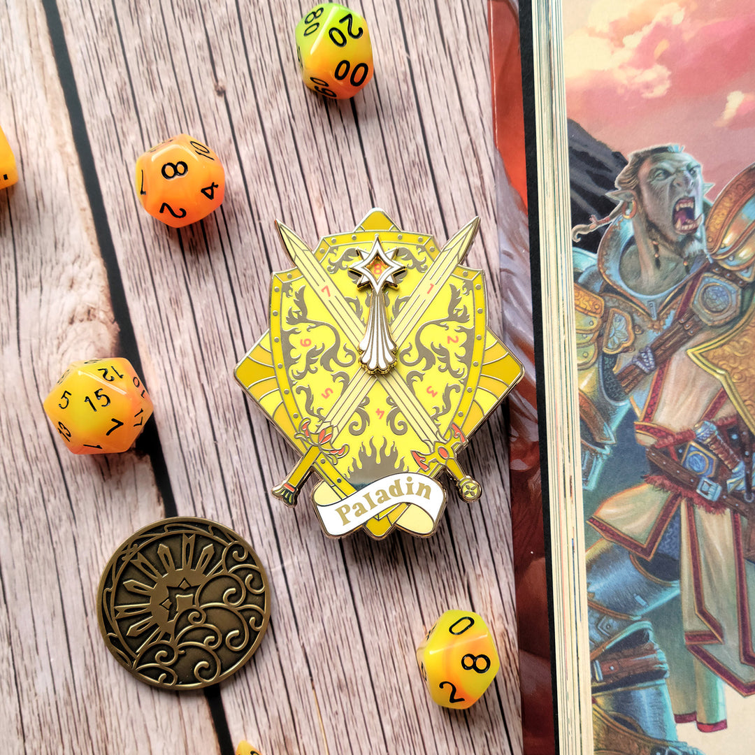 Paladin Divine Smite Spinner Enamel Pin - Geeky merchandise for people who play D&D - Merch to wear and cute accessories and stationery Paola's Pixels