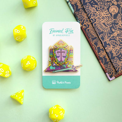 Seconds Sale! The Paladin Window Pin - Geeky merchandise for people who play D&D - Merch to wear and cute accessories and stationery Paola's Pixels