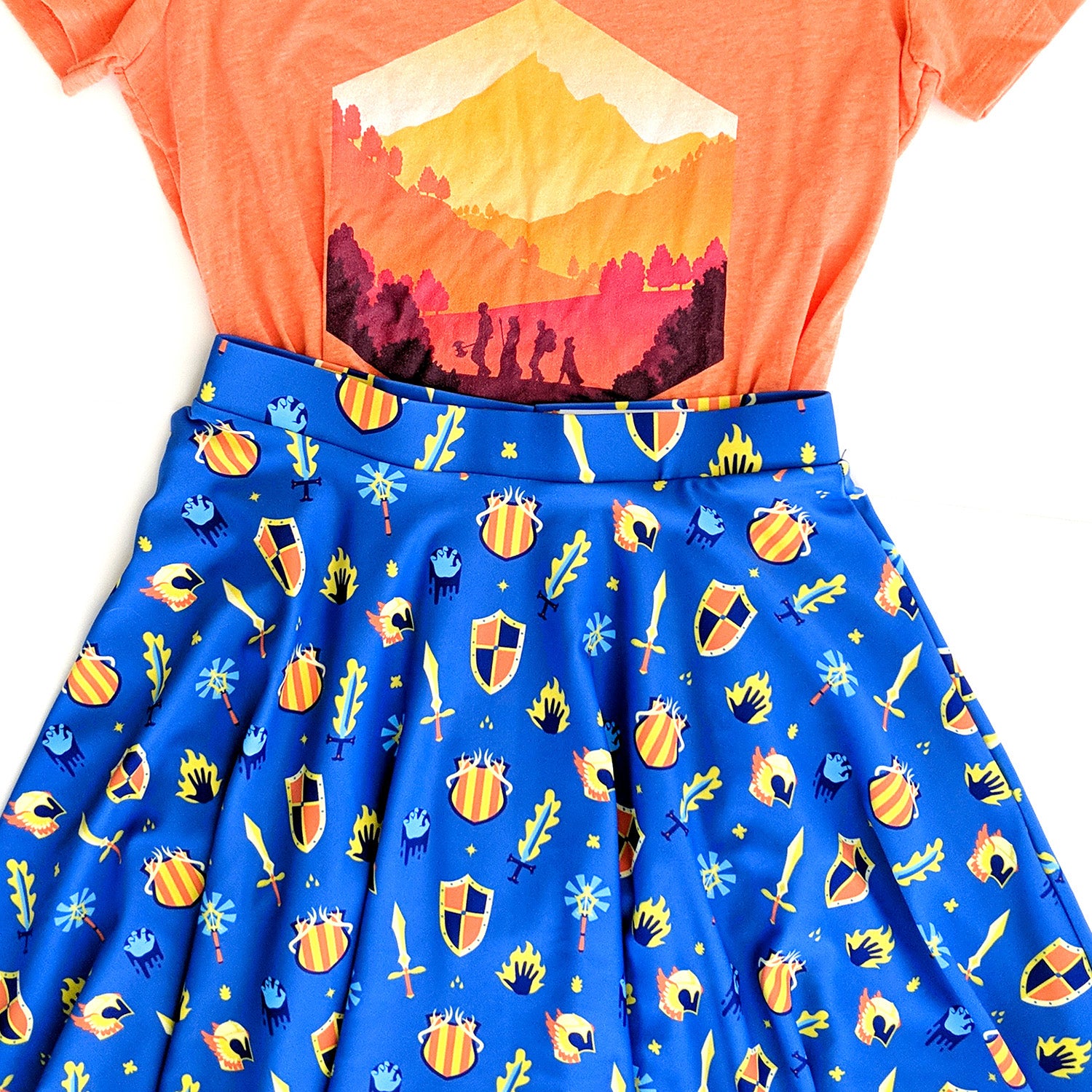 Paladin Skater Skirt - Geeky merchandise for people who play D&D - Merch to wear and cute accessories and stationery Paola's Pixels