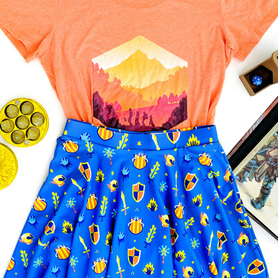 Paladin Skater Skirt - Geeky merchandise for people who play D&D - Merch to wear and cute accessories and stationery Paola's Pixels