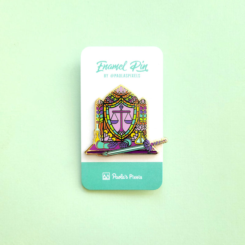 The Paladin Window Pin - Geeky merchandise for people who play D&D - Merch to wear and cute accessories and stationery Paola&