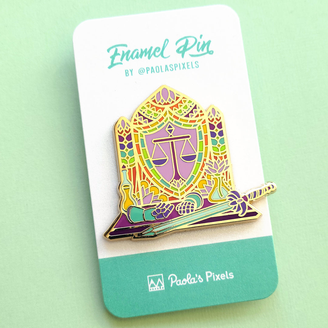 The Paladin Window Pin - Geeky merchandise for people who play D&D - Merch to wear and cute accessories and stationery Paola's Pixels