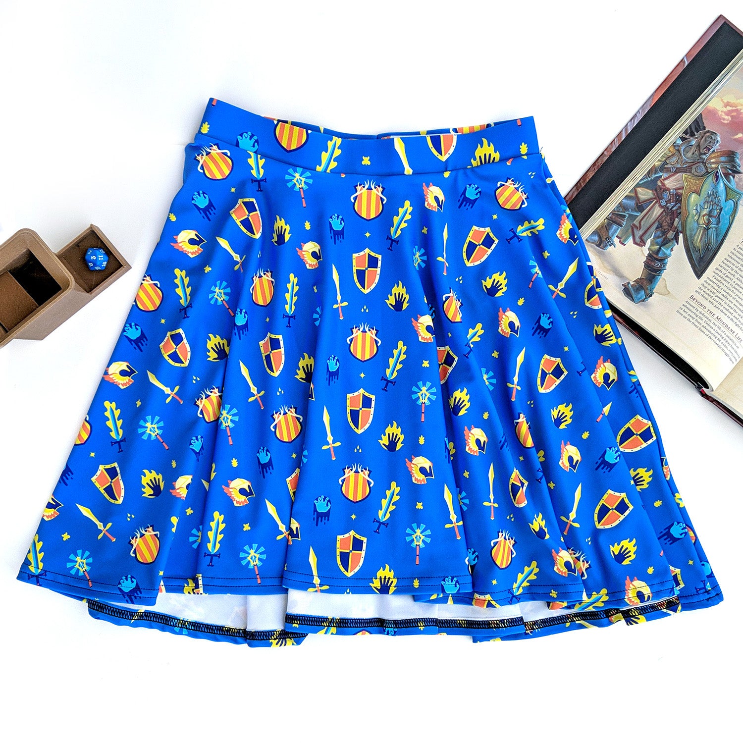 Paladin Skater Skirt - Geeky merchandise for people who play D&D - Merch to wear and cute accessories and stationery Paola's Pixels