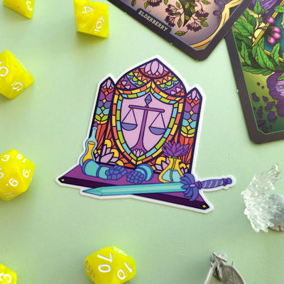 Paladin Window Sticker - Geeky merchandise for people who play D&D - Merch to wear and cute accessories and stationery Paola's Pixels