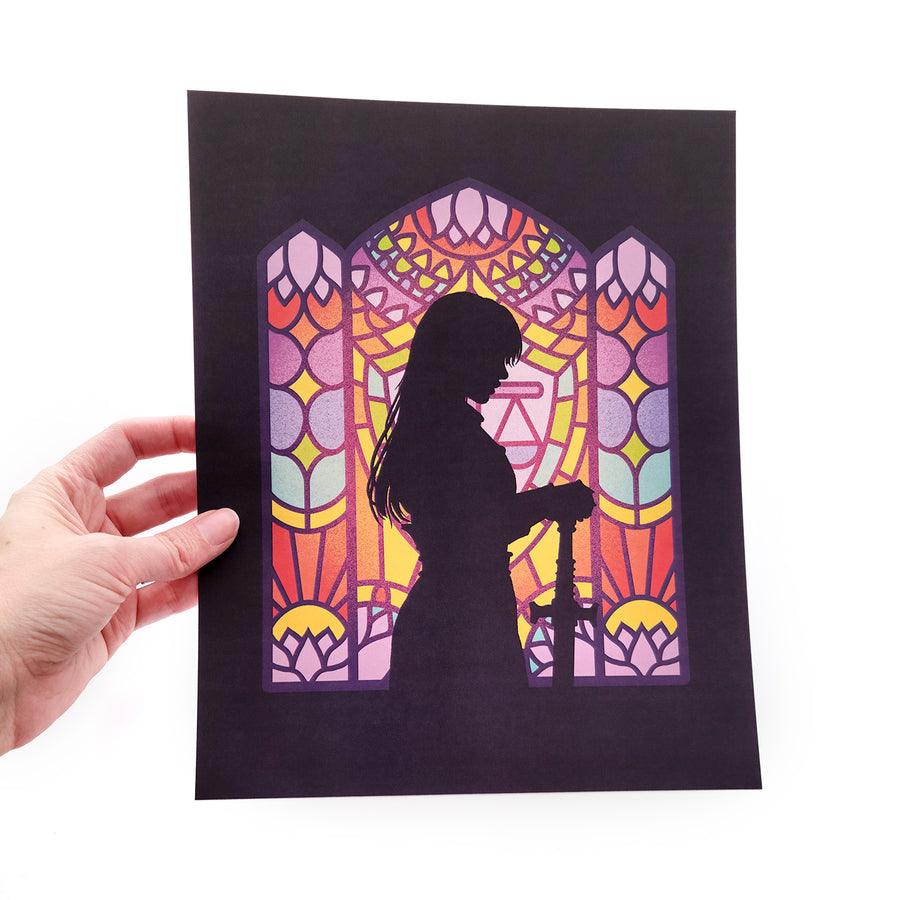 Paladin Window Art Print - Geeky merchandise for people who play D&D - Merch to wear and cute accessories and stationery Paola's Pixels
