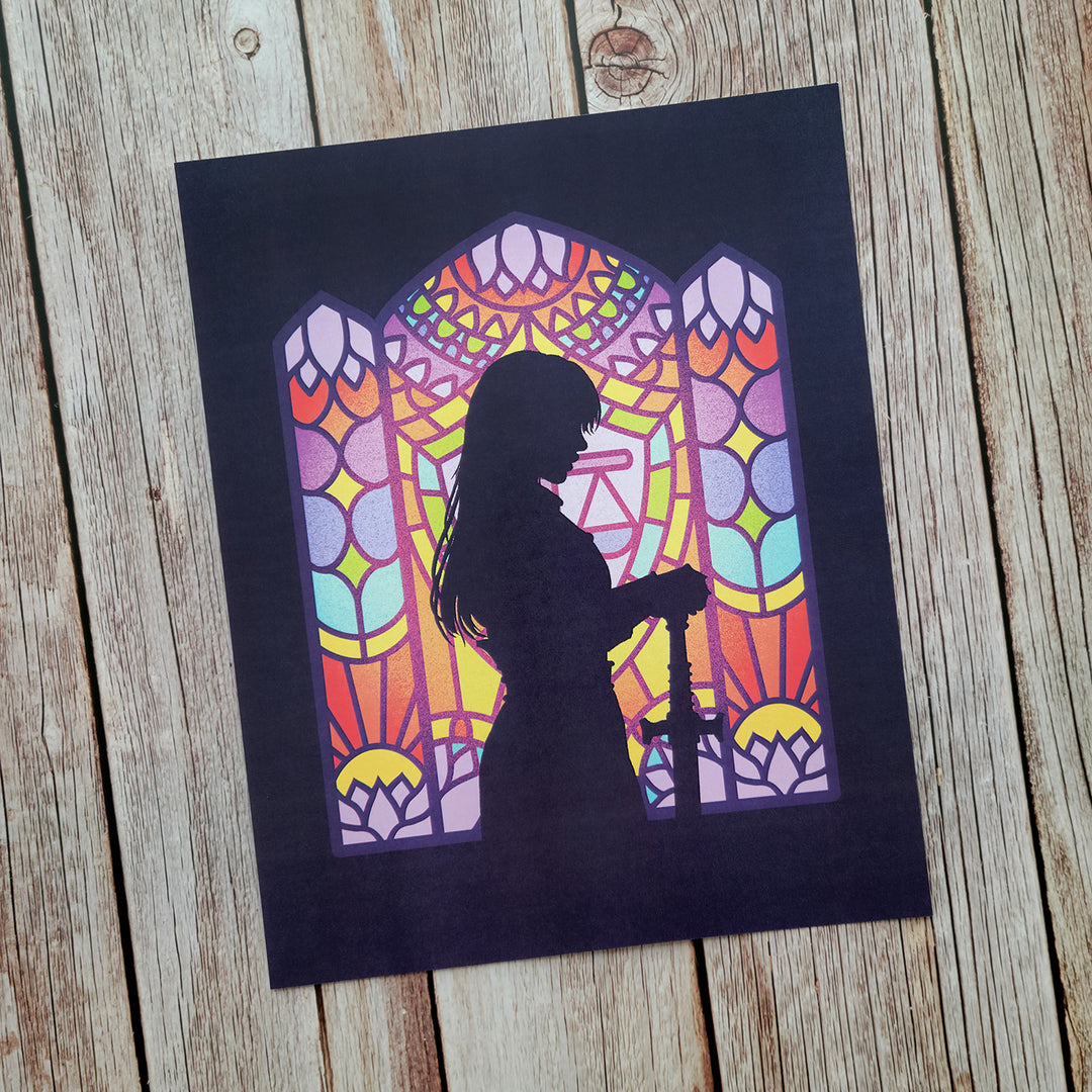 Paladin Window Art Print - Geeky merchandise for people who play D&D - Merch to wear and cute accessories and stationery Paola's Pixels