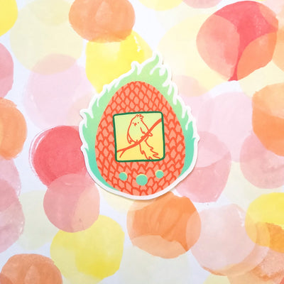 Phoenix Tamagotchi Sticker - Geeky merchandise for people who play D&D - Merch to wear and cute accessories and stationery Paola's Pixels