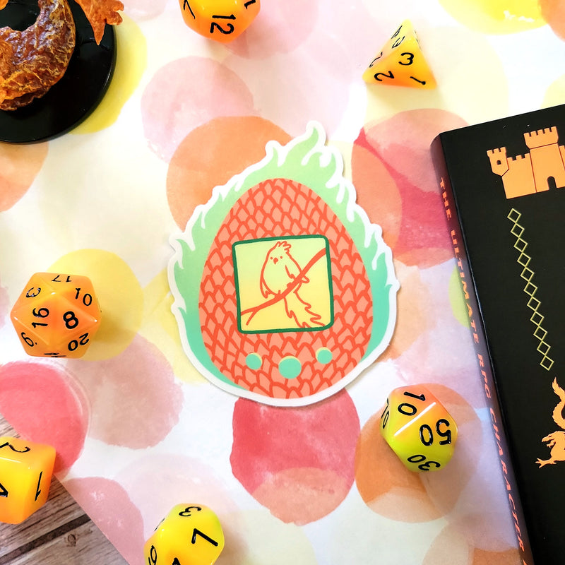 Phoenix Tamagotchi Sticker - Geeky merchandise for people who play D&D - Merch to wear and cute accessories and stationery Paola&
