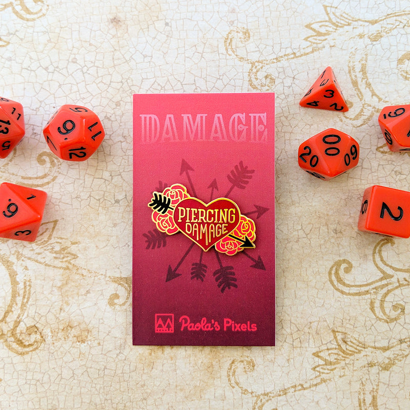 Piercing Damage Pin - Geeky merchandise for people who play D&D - Merch to wear and cute accessories and stationery Paola&