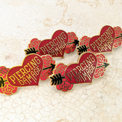 Piercing Damage Pin - Geeky merchandise for people who play D&D - Merch to wear and cute accessories and stationery Paola's Pixels