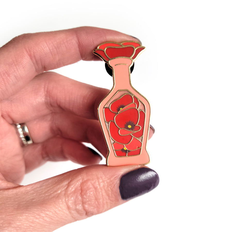 Seconds Sale! Red Poppy Potion Enamel Pin - Geeky merchandise for people who play D&D - Merch to wear and cute accessories and stationery Paola's Pixels
