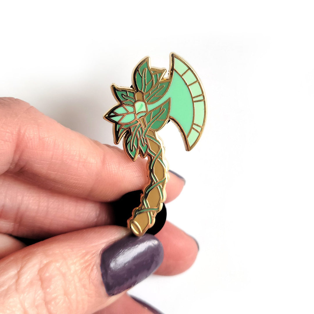 Seconds Sale! Pothos Axe Pin - Geeky merchandise for people who play D&D - Merch to wear and cute accessories and stationery Paola's Pixels