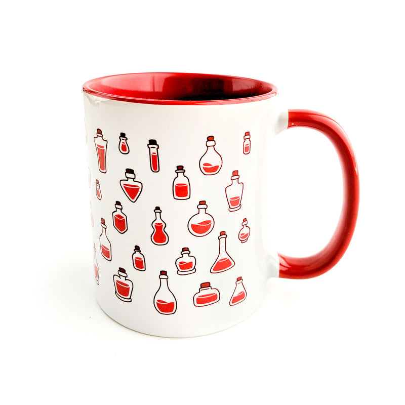 Red Healing Potions Mug - Geeky merchandise for people who play D&D - Merch to wear and cute accessories and stationery Paola&