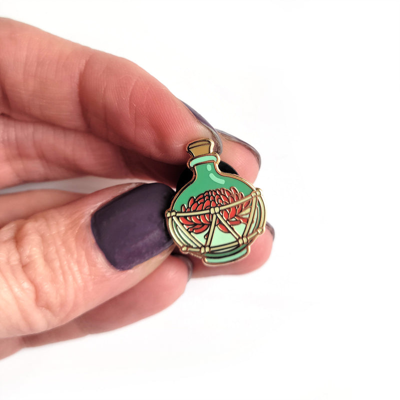 Seconds Sale! Chrysanthemum Potion Pin - Geeky merchandise for people who play D&D - Merch to wear and cute accessories and stationery Paola&