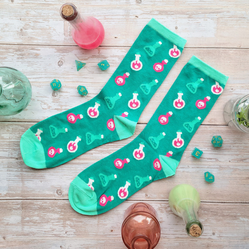 Potions Socks - Geeky merchandise for people who play D&D - Merch to wear and cute accessories and stationery Paola&