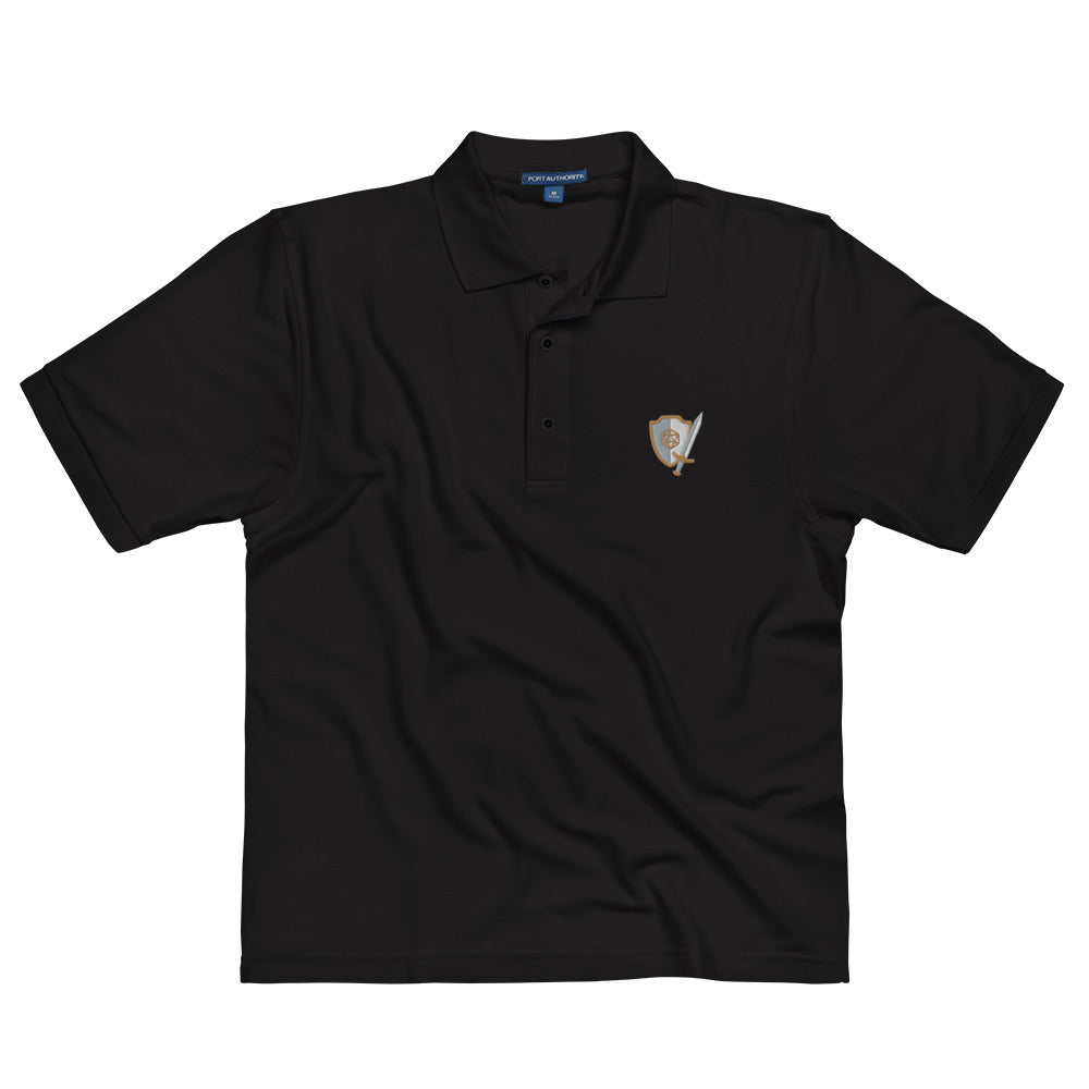 Sword and Shield Polo Shirt - Geeky merchandise for people who play D&D - Merch to wear and cute accessories and stationery Paola's Pixels
