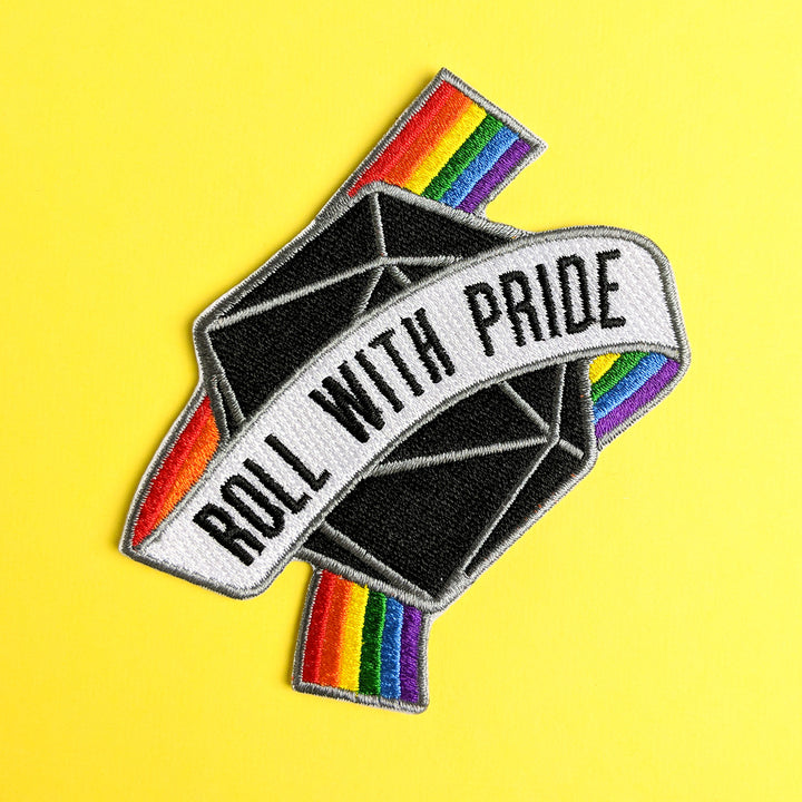 Seconds sale! Roll with Pride Patch - Geeky merchandise for people who play D&D - Merch to wear and cute accessories and stationery Paola's Pixels
