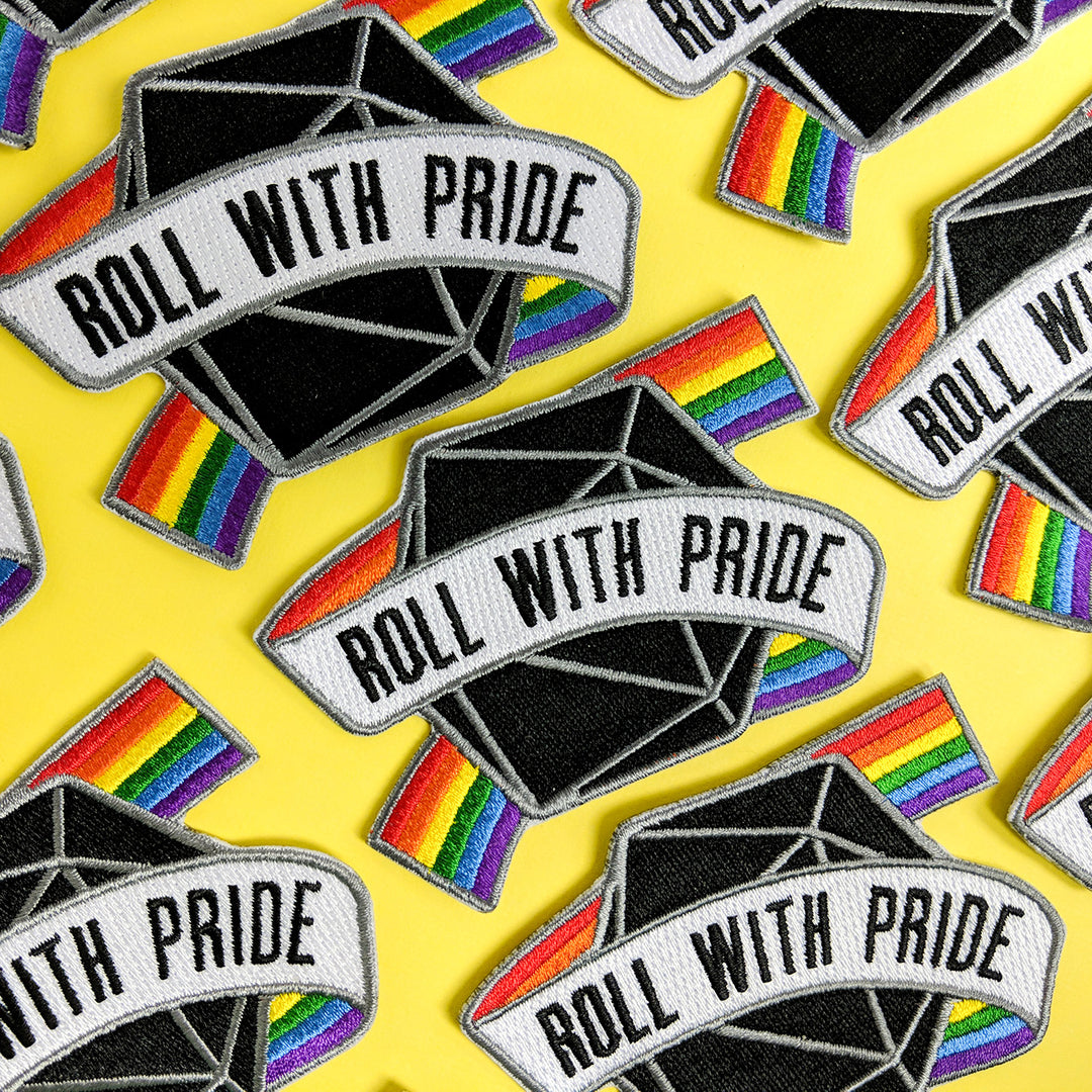 Seconds sale! Roll with Pride Patch - Geeky merchandise for people who play D&D - Merch to wear and cute accessories and stationery Paola's Pixels