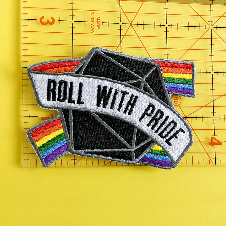 Seconds sale! Roll with Pride Patch - Geeky merchandise for people who play D&D - Merch to wear and cute accessories and stationery Paola's Pixels