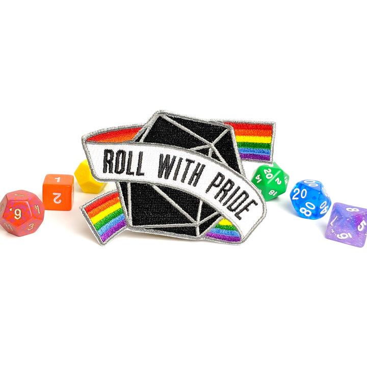 Seconds sale! Roll with Pride Patch - Geeky merchandise for people who play D&D - Merch to wear and cute accessories and stationery Paola's Pixels