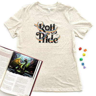 Roll With Pride Women's Shirt - Geeky merchandise for people who play D&D - Merch to wear and cute accessories and stationery Paola's Pixels