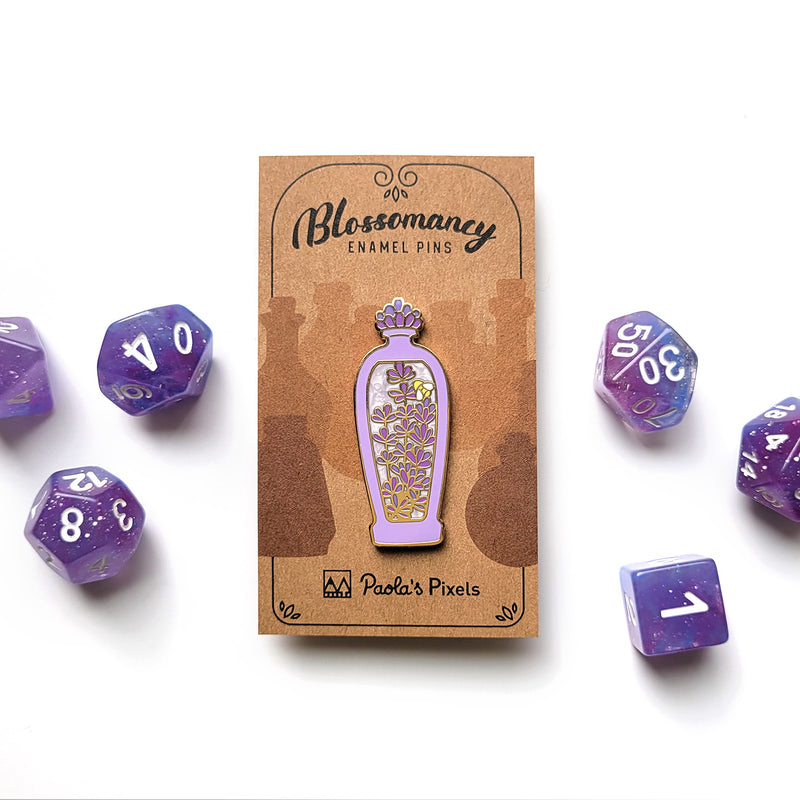 Purple Lavender Potion Enamel Pin - Geeky merchandise for people who play D&D - Merch to wear and cute accessories and stationery Paola&