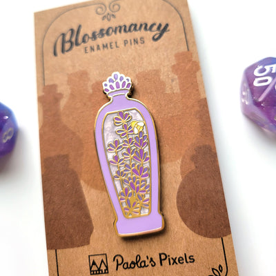 Purple Lavender Potion Enamel Pin - Geeky merchandise for people who play D&D - Merch to wear and cute accessories and stationery Paola's Pixels