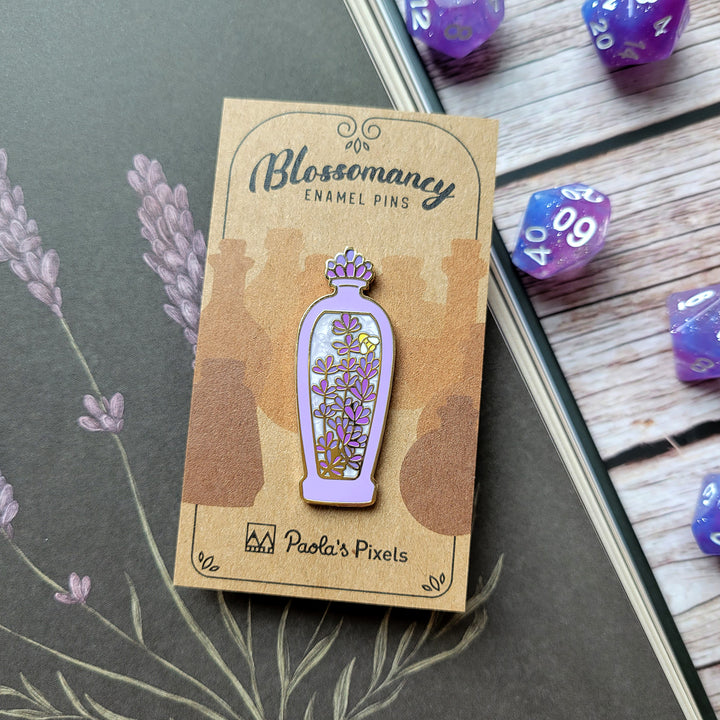 Purple Lavender Potion Enamel Pin - Geeky merchandise for people who play D&D - Merch to wear and cute accessories and stationery Paola's Pixels