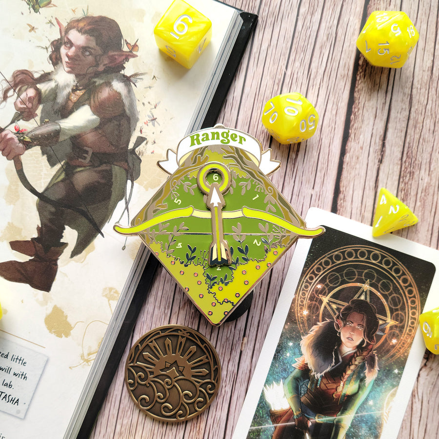 Ranger Hunter's Mark Spinner Enamel Pin - Geeky merchandise for people who play D&D - Merch to wear and cute accessories and stationery Paola's Pixels