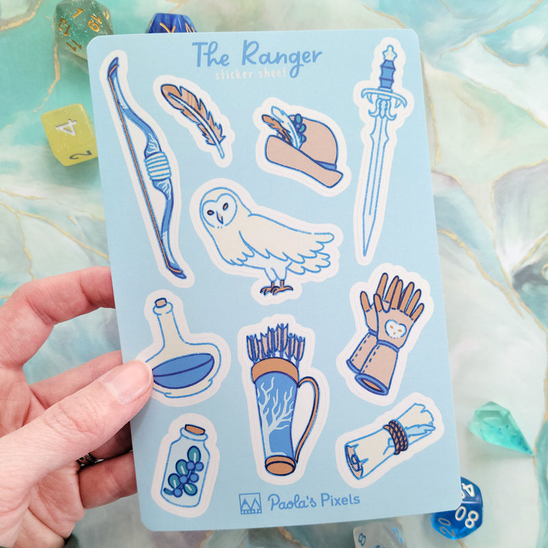 The Ranger Sticker Sheet - Geeky merchandise for people who play D&D - Merch to wear and cute accessories and stationery Paola&