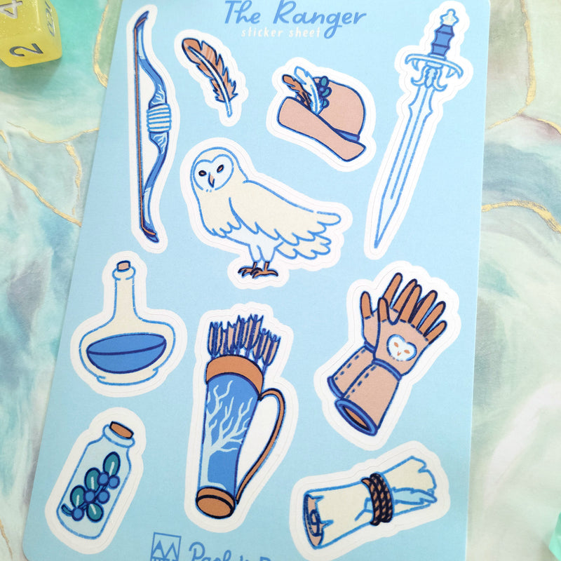 The Ranger Sticker Sheet - Geeky merchandise for people who play D&D - Merch to wear and cute accessories and stationery Paola&