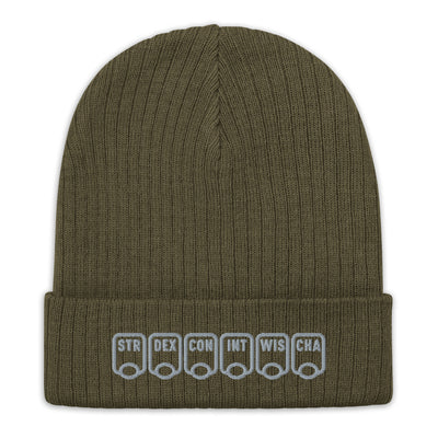 Ability Scores Beanie - Geeky merchandise for people who play D&D - Merch to wear and cute accessories and stationery Paola's Pixels