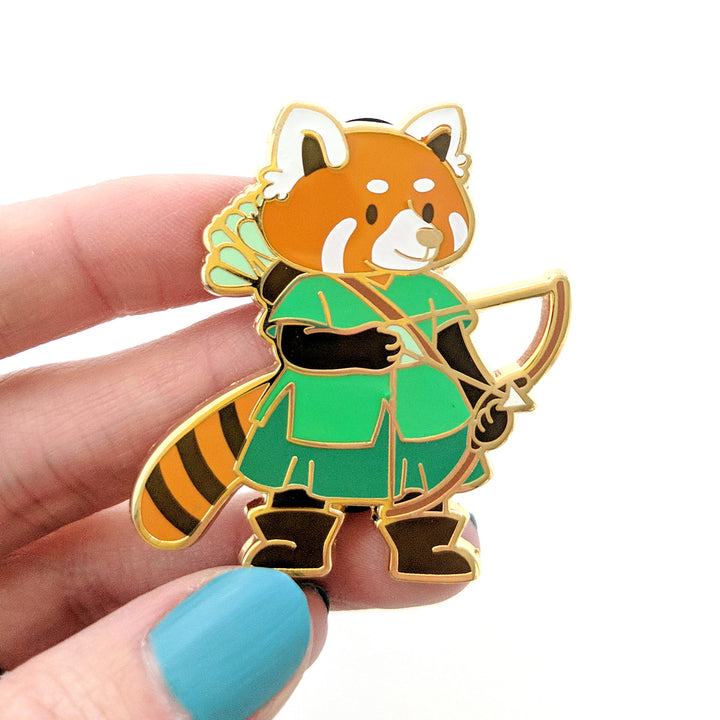 Seconds sale! Red Panda Ranger Enamel Pin - Geeky merchandise for people who play D&D - Merch to wear and cute accessories and stationery Paola's Pixels