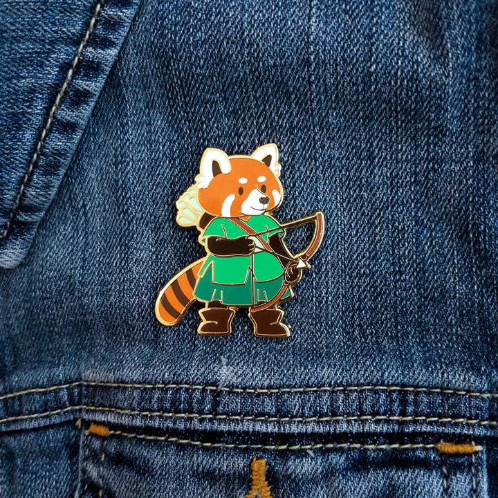 Seconds sale! Red Panda Ranger Enamel Pin - Geeky merchandise for people who play D&D - Merch to wear and cute accessories and stationery Paola's Pixels