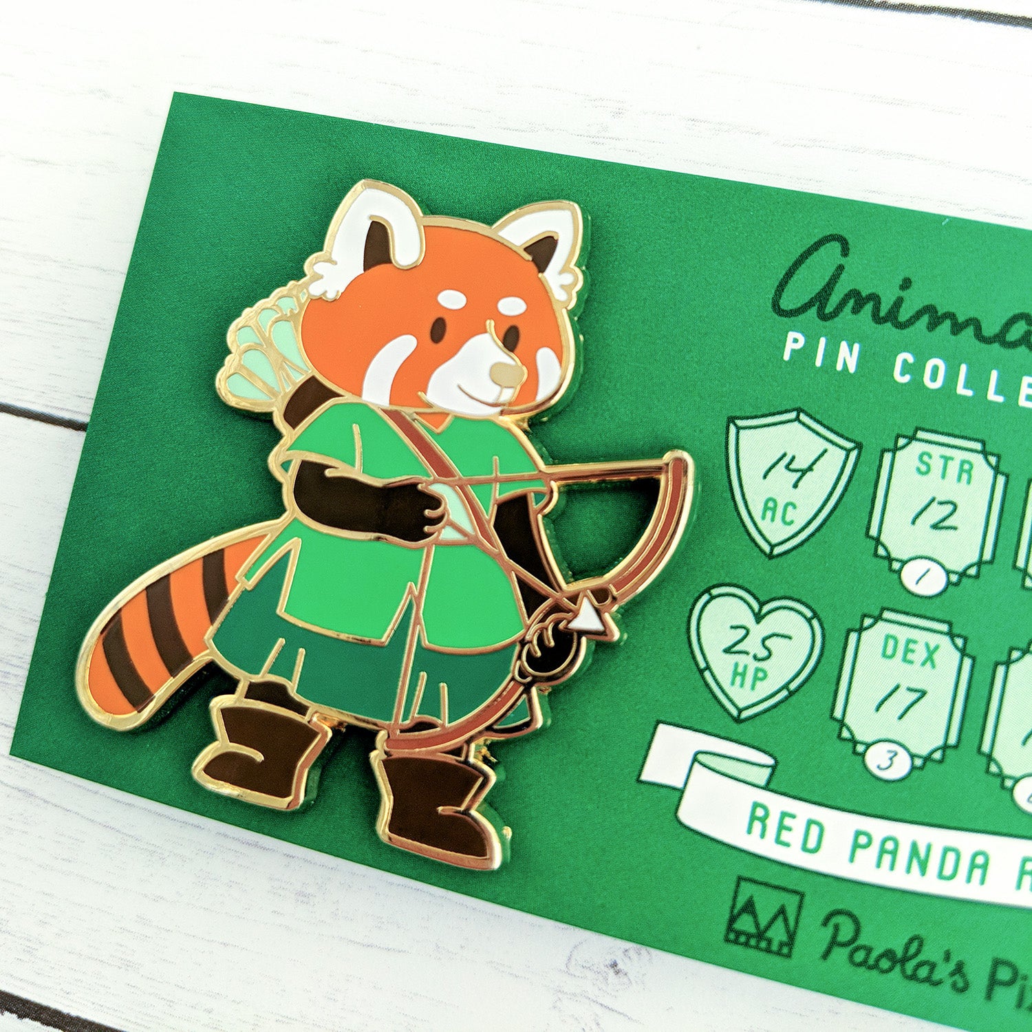 Red Panda Ranger Enamel Pin - Geeky merchandise for people who play D&D - Merch to wear and cute accessories and stationery Paola's Pixels