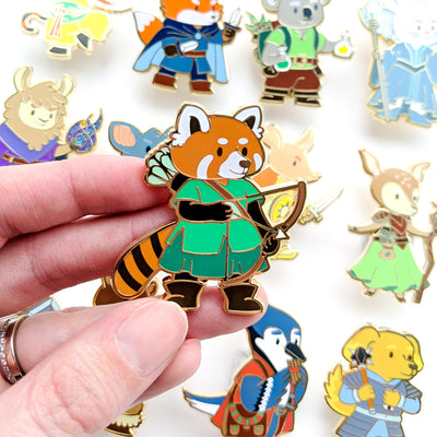 Red Panda Ranger Enamel Pin - Geeky merchandise for people who play D&D - Merch to wear and cute accessories and stationery Paola's Pixels