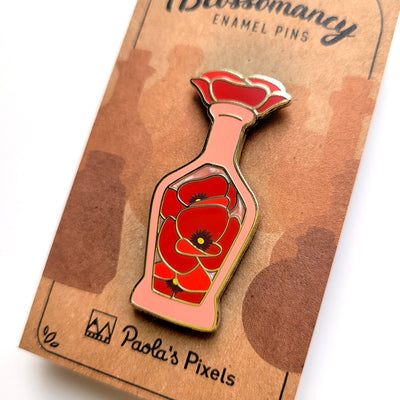Seconds Sale! Red Poppy Potion Enamel Pin - Geeky merchandise for people who play D&D - Merch to wear and cute accessories and stationery Paola's Pixels