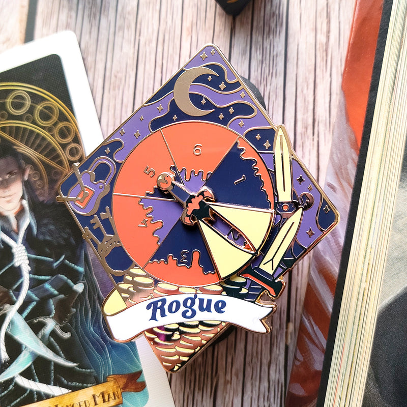 Rogue Sneak Attack Spinner Enamel Pin - Geeky merchandise for people who play D&D - Merch to wear and cute accessories and stationery Paola&
