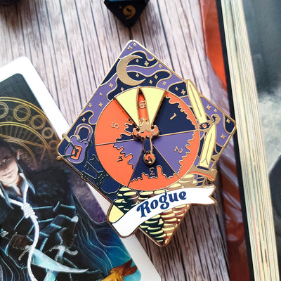 Rogue Sneak Attack Spinner Enamel Pin - Geeky merchandise for people who play D&D - Merch to wear and cute accessories and stationery Paola's Pixels