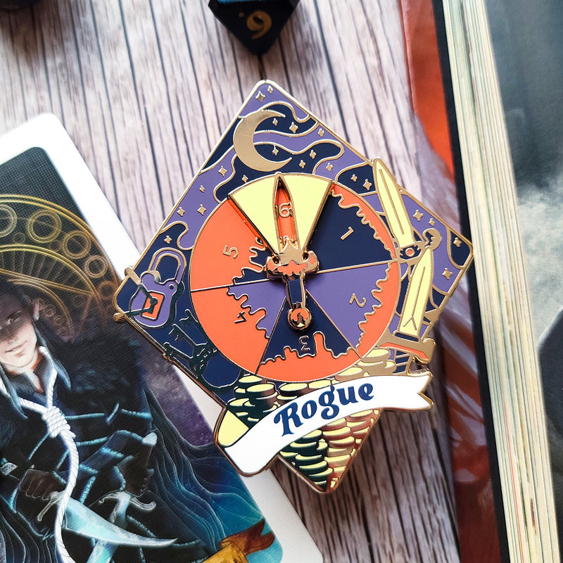 Rogue Sneak Attack Spinner Enamel Pin - Geeky merchandise for people who play D&D - Merch to wear and cute accessories and stationery Paola&
