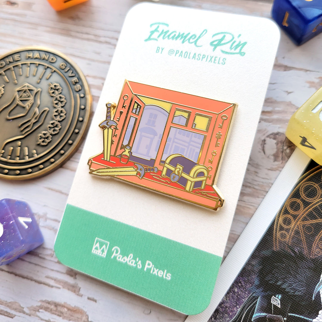 Rogue Window Pin - Geeky merchandise for people who play D&D - Merch to wear and cute accessories and stationery Paola's Pixels