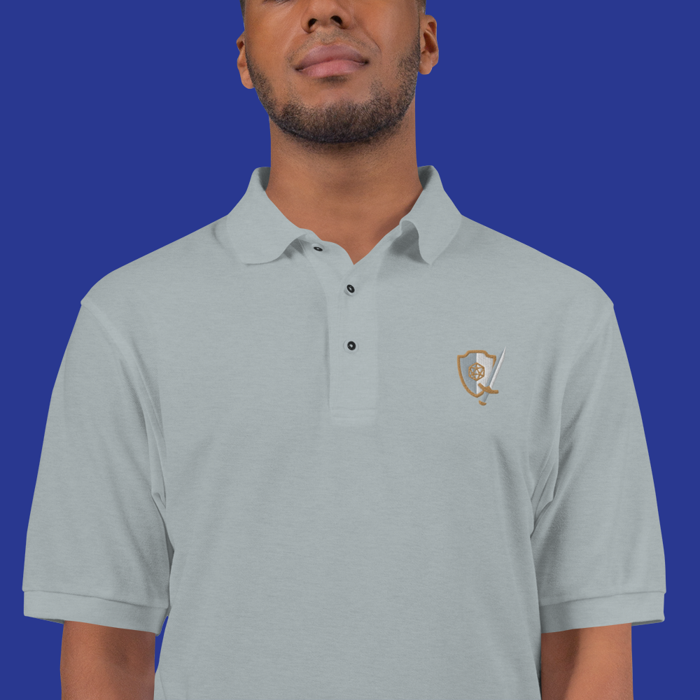 Sword and Shield Polo Shirt - Geeky merchandise for people who play D&D - Merch to wear and cute accessories and stationery Paola's Pixels